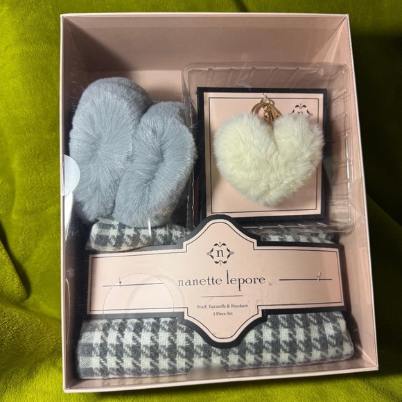 New in Box Nanette Lepore Scarf, Earmuff & Keychain Accessory Set - Picture 3 of 10